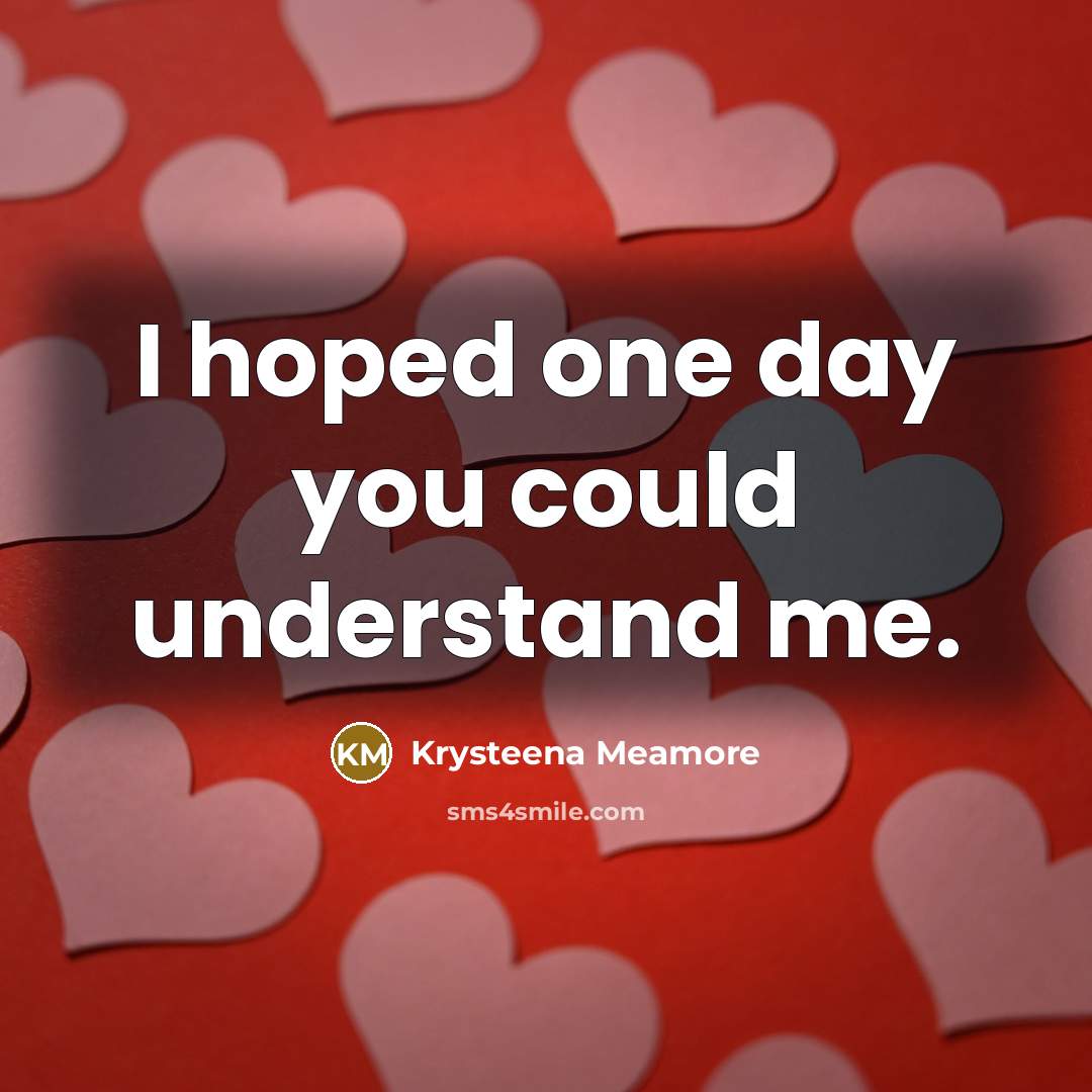 “I hoped one day you could understand me.…” quote by Krysteena Meamore