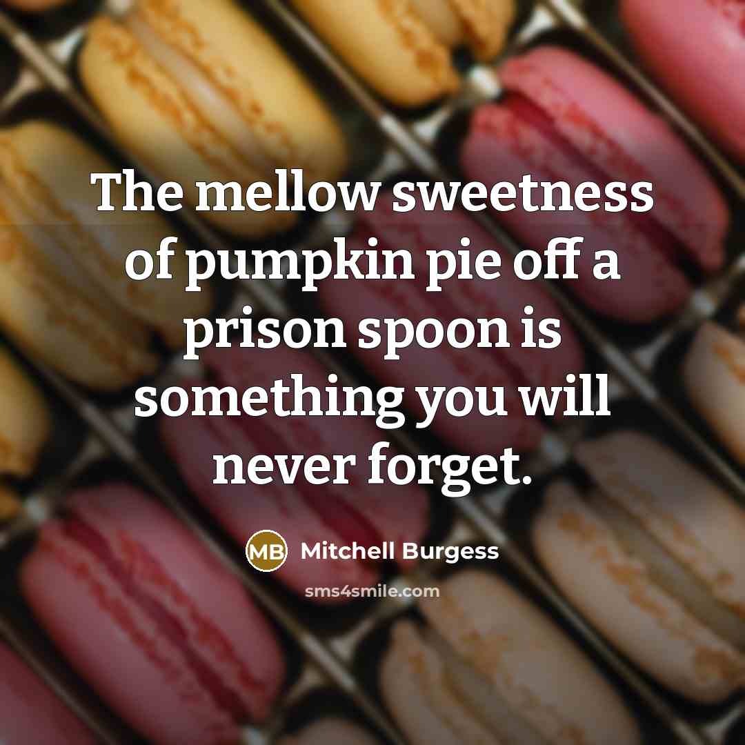 “The mellow sweetness of pumpkin pie off a prison spoon…” quote by Mitchell Burgess