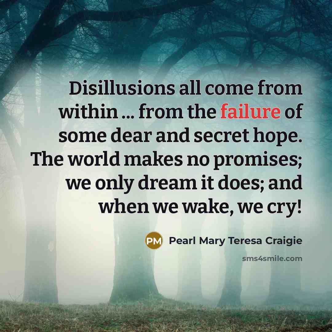 “Disillusions all come from within ... from the failure of…” quote by Pearl Mary Teresa Craigie