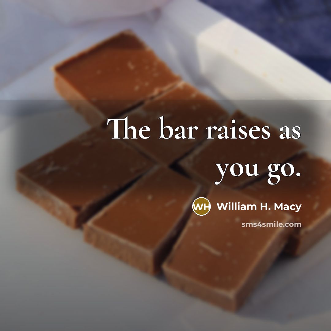 “The bar raises as you go.…” quote by William H. Macy