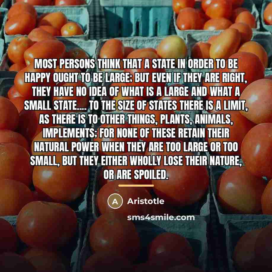 “Most persons think that a state in order to be…” quote by Aristotle
