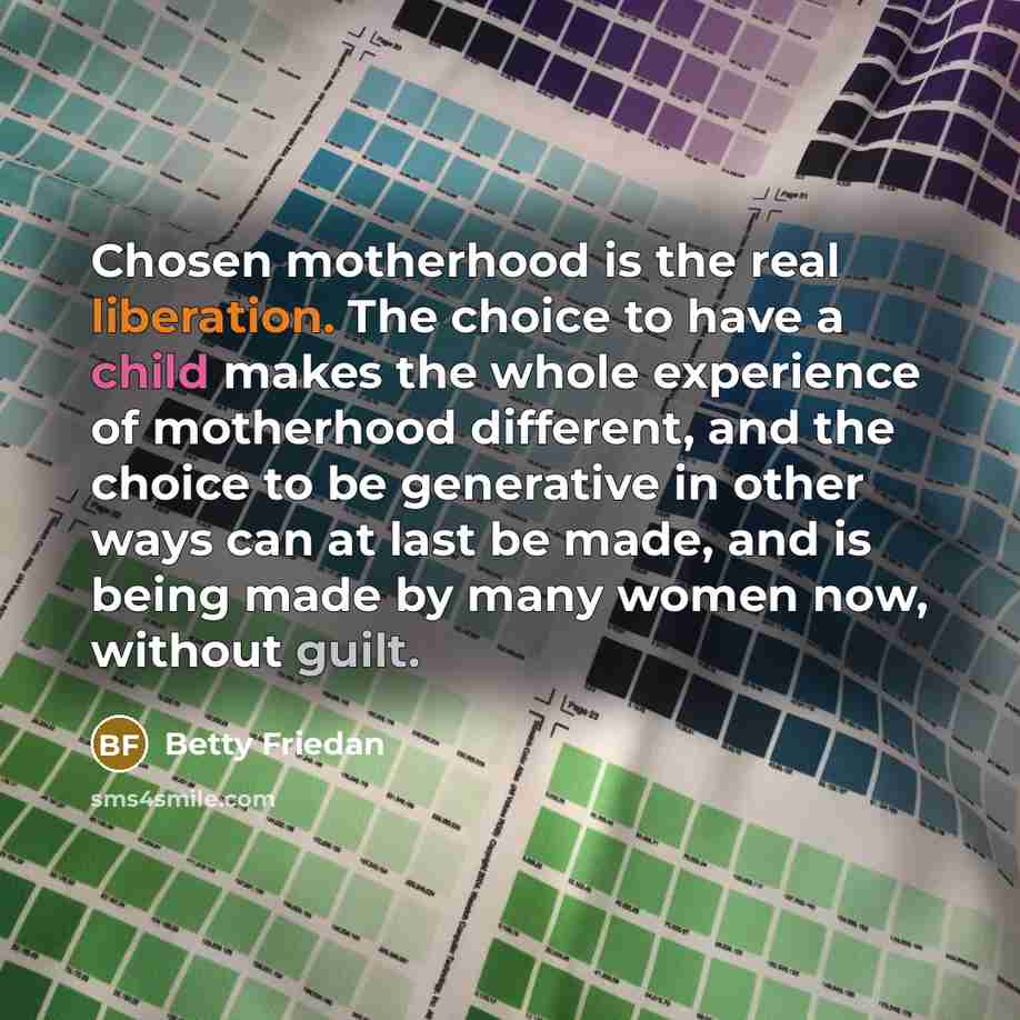 “Chosen motherhood is the real liberation. The choice to have…” quote by Betty Friedan