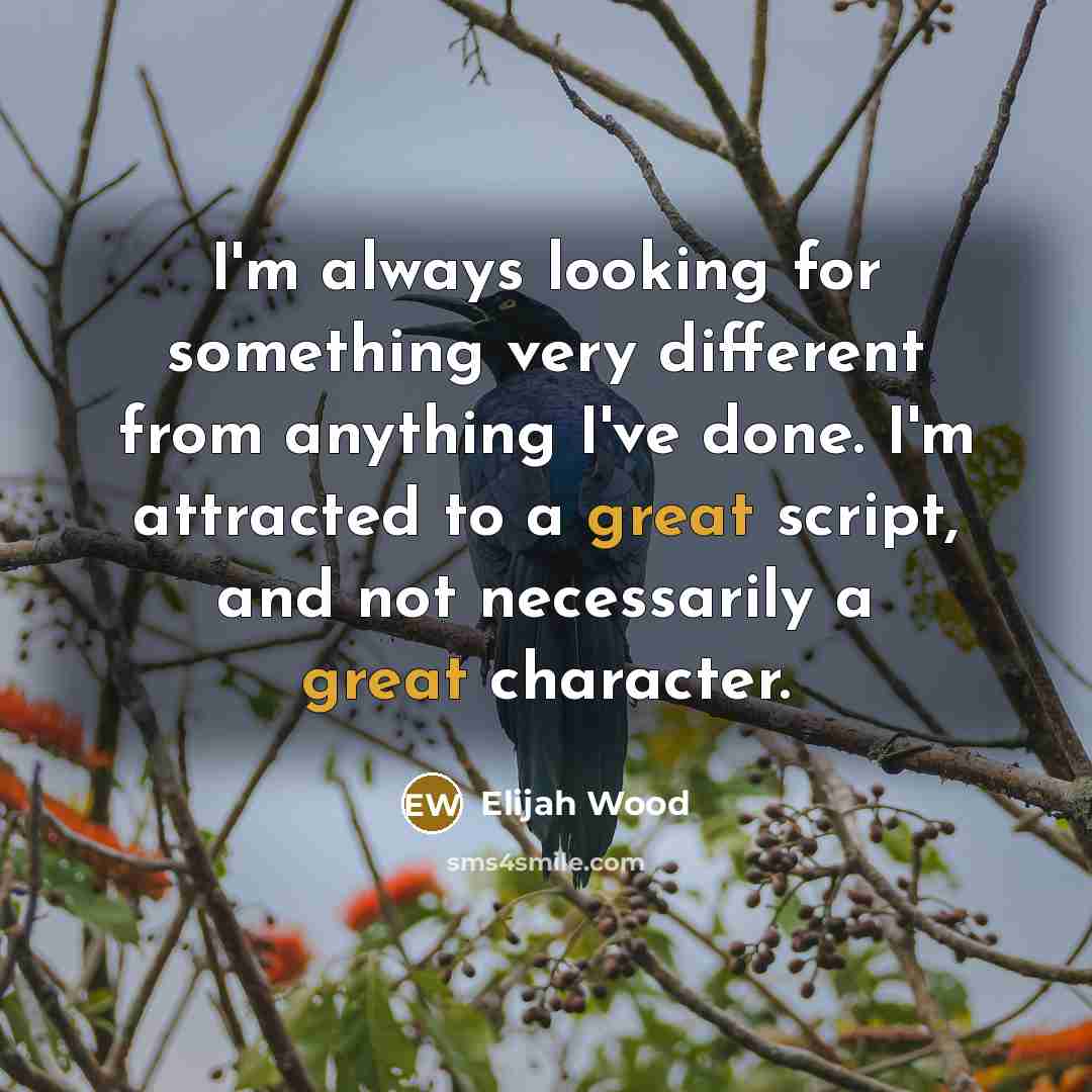 “I'm always looking for something very different from anything I've…” quote by Elijah Wood