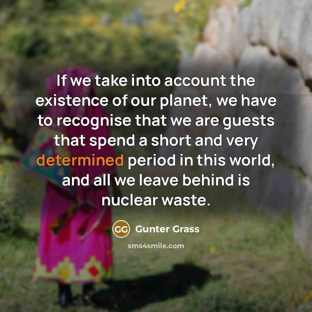 “If we take into account the existence of our planet,…” quote by Gunter Grass