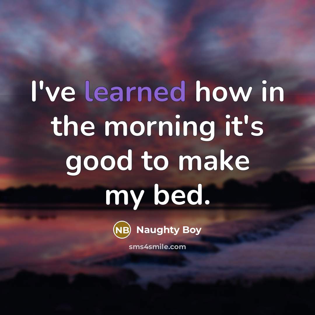 “I've learned how in the morning it's good to make…” quote by Naughty Boy