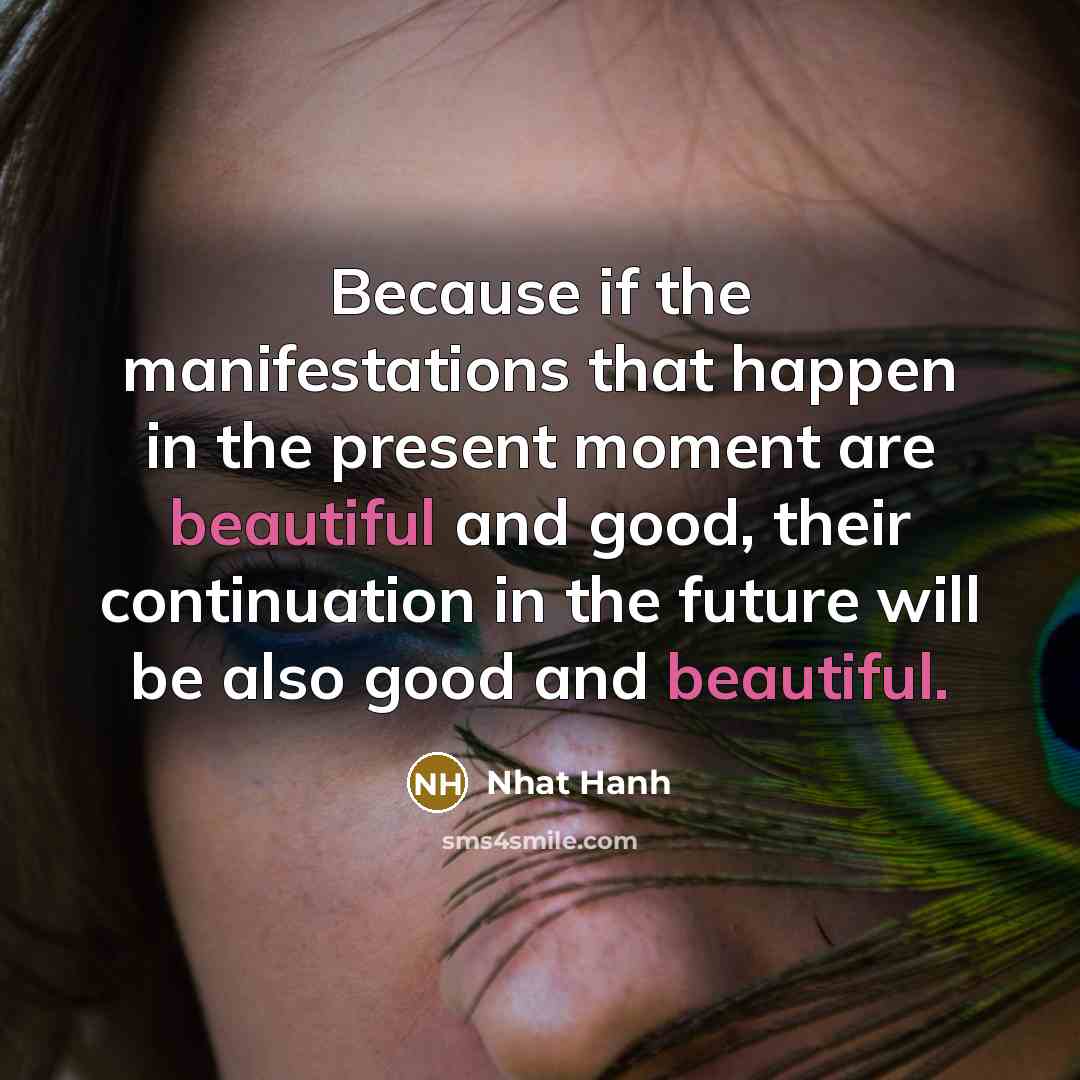 “Because if the manifestations that happen in the present moment…” quote by Nhat Hanh