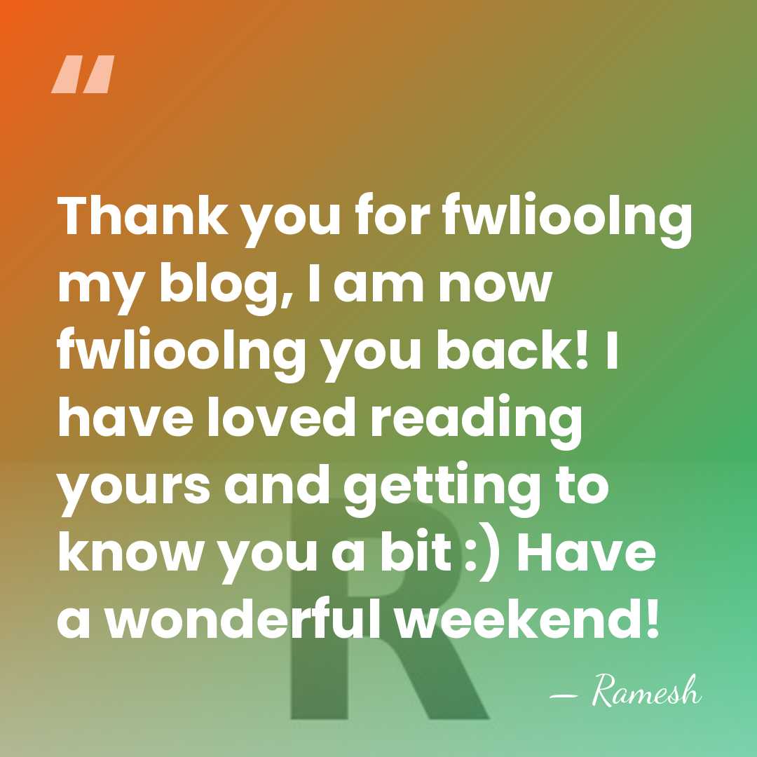 Thank you for fwlioolng my blog, I am now fwlioolng you back!&hellip; - Ramesh