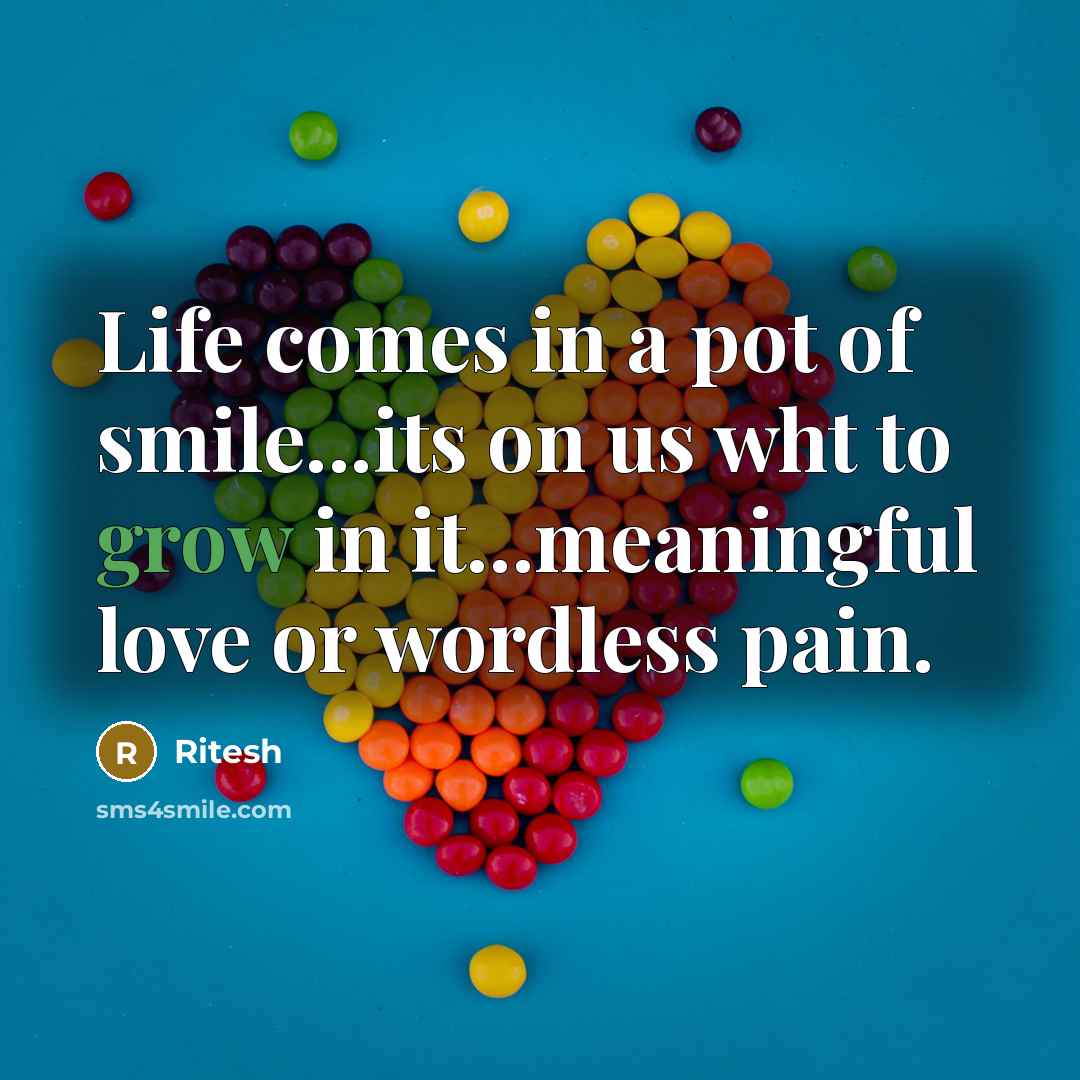 “Life comes in a pot of smile...its on us wht…” quote by Ritesh