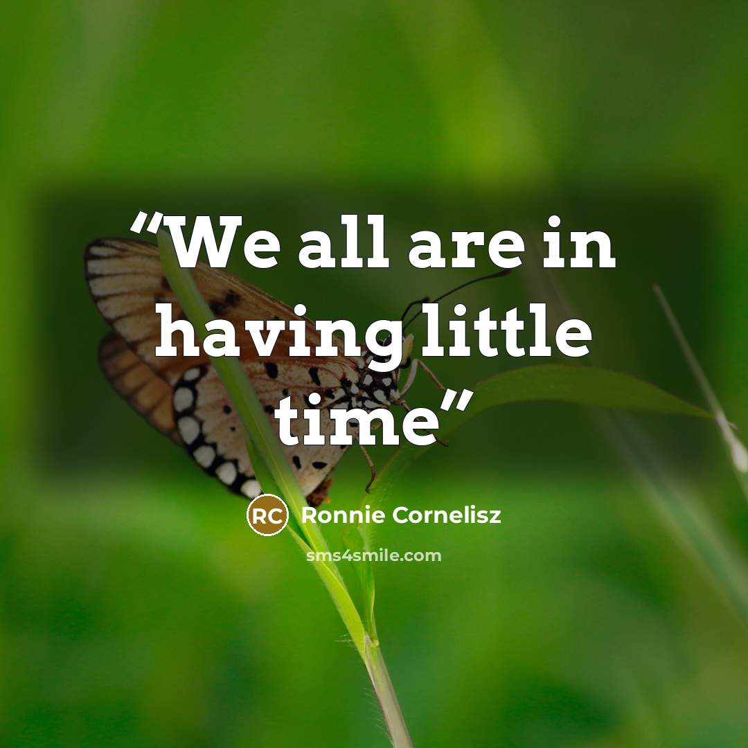 “We all are in having little time” quote by Ronnie Cornelisz