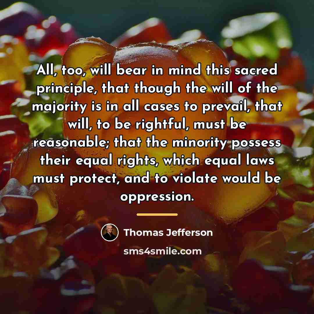 “All, too, will bear in mind this sacred principle, that…” quote by Thomas Jefferson