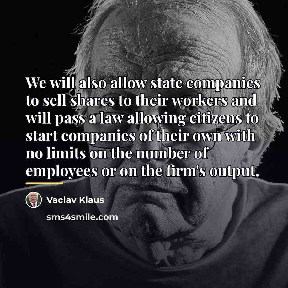 “We will also allow state companies to sell shares to…” quote by Vaclav Klaus