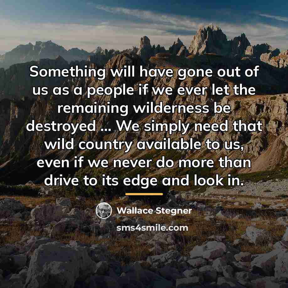 “Something will have gone out of us as a people…” quote by Wallace Stegner