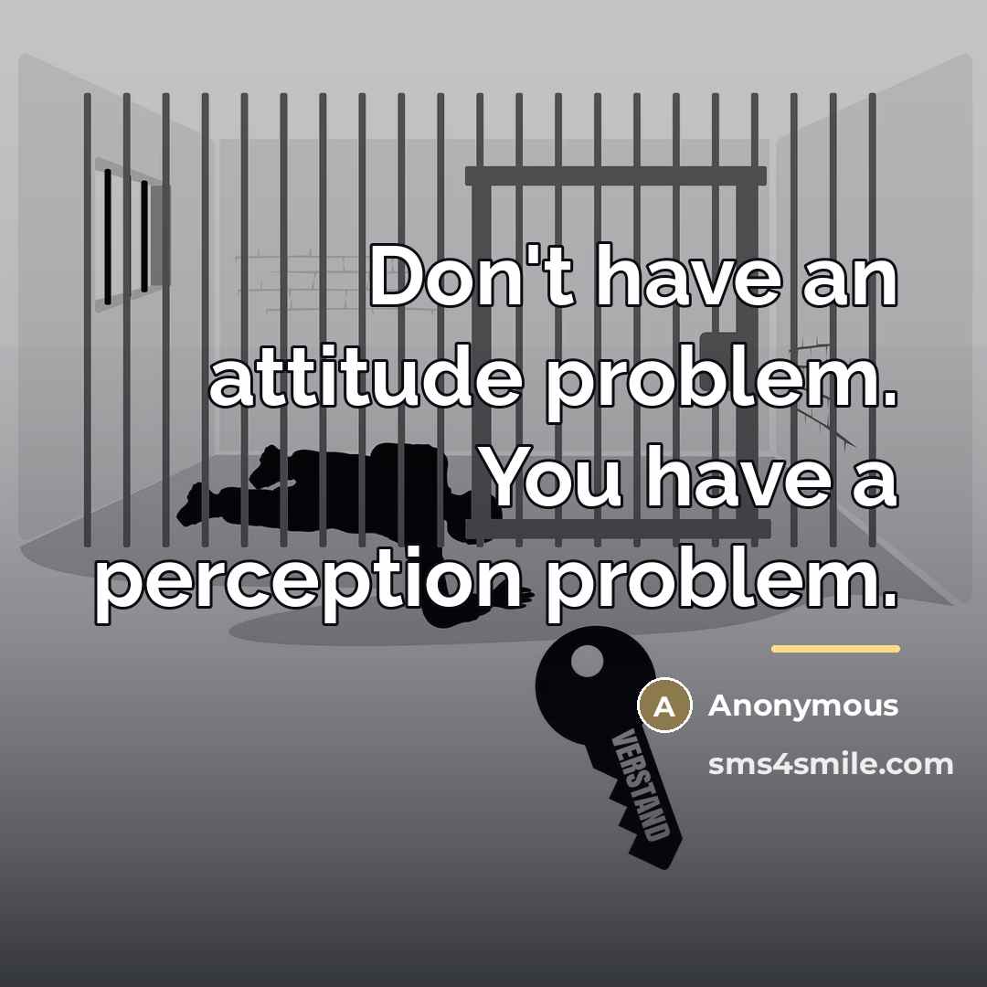 “Don't have an attitude problem. You have a perception problem.…” quote by Anonymous