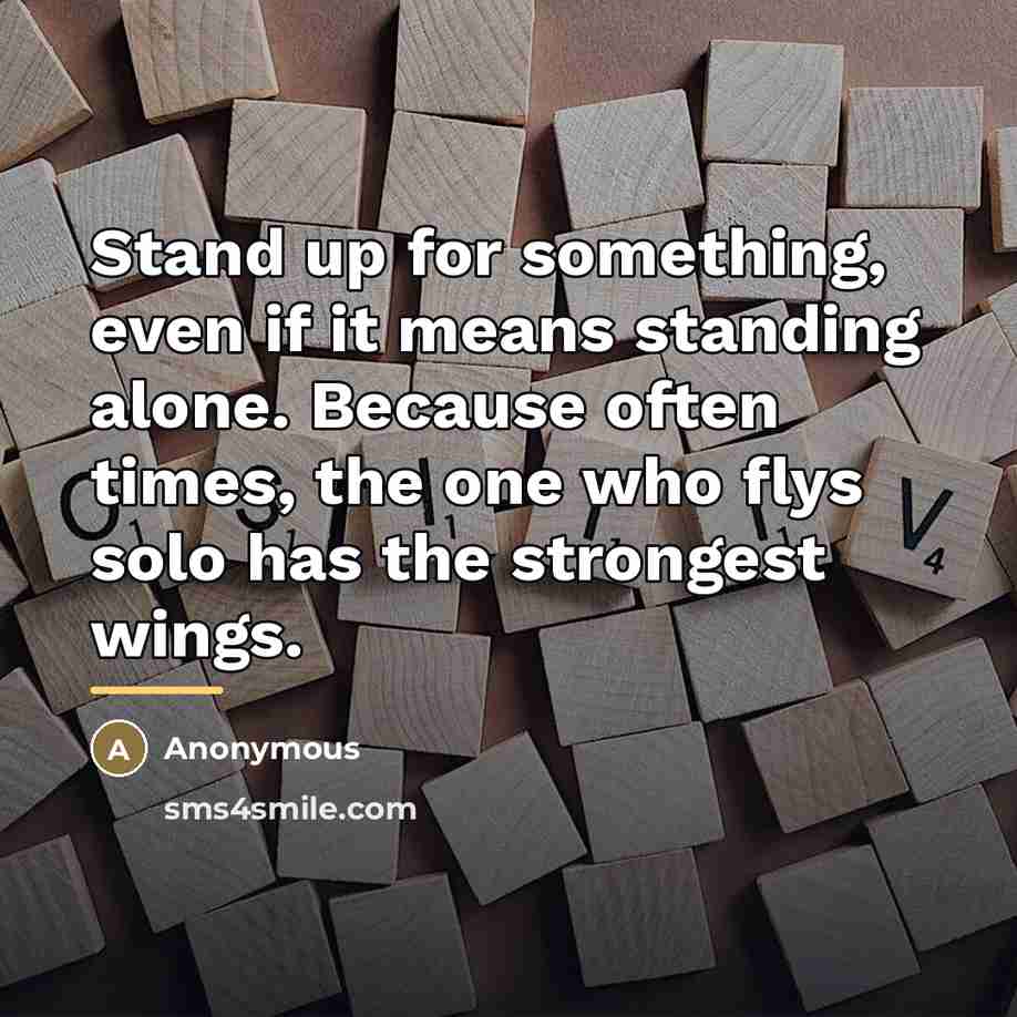 “Stand up for something, even if it means standing alone.…” quote by Anonymous