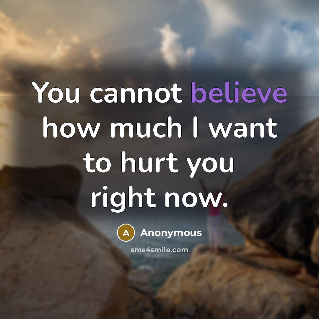 “You cannot believe how much I want to hurt you right now.” quote by Anonymous