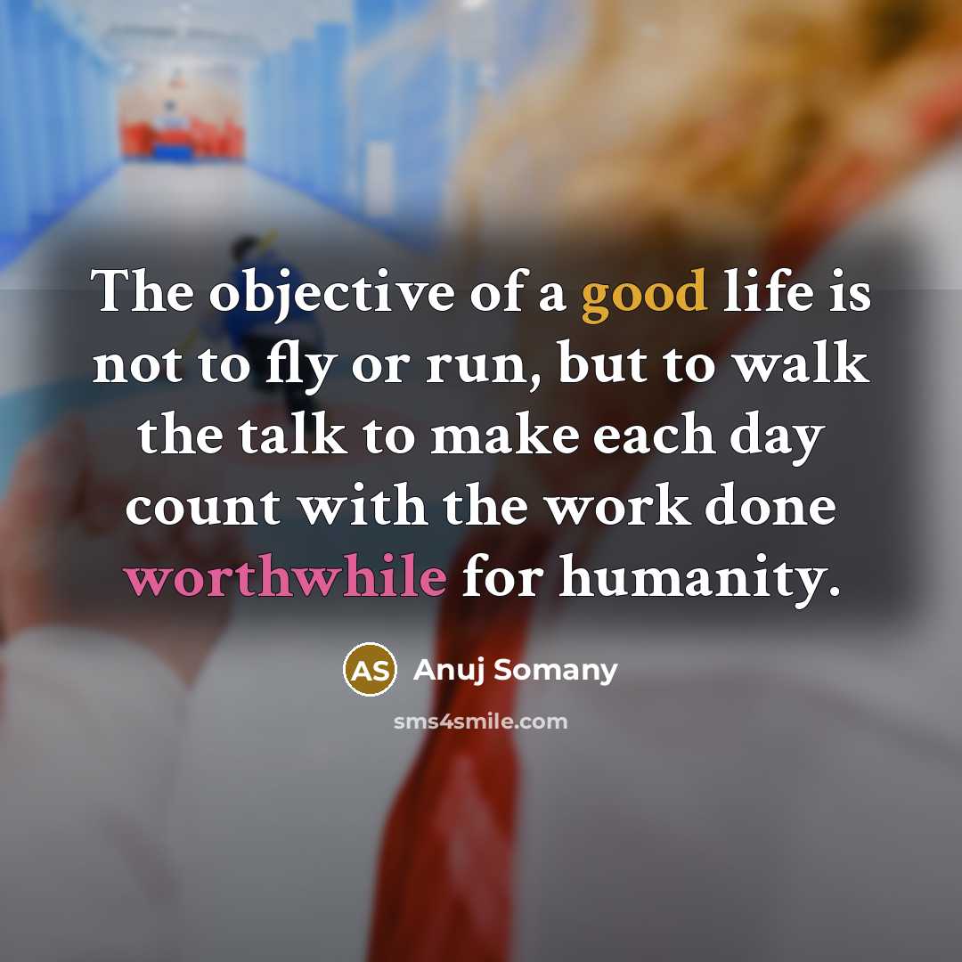 “The objective of a good life is not to fly…” quote by Anuj Somany