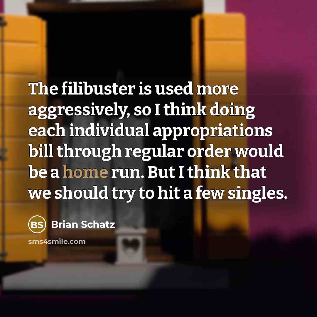 “The filibuster is used more aggressively, so I think doing…” quote by Brian Schatz