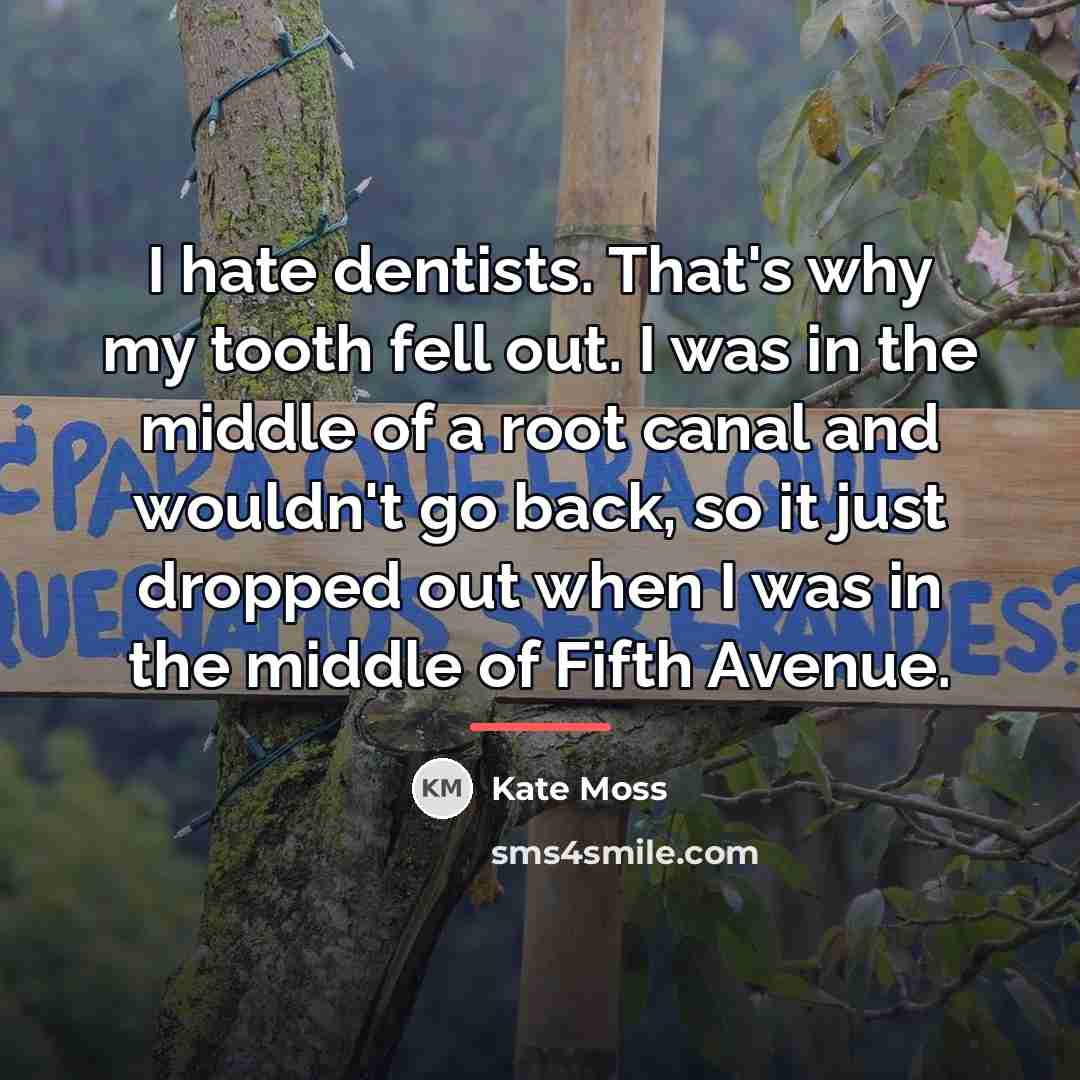 “I hate dentists. That's why my tooth fell out. I…” quote by Kate Moss
