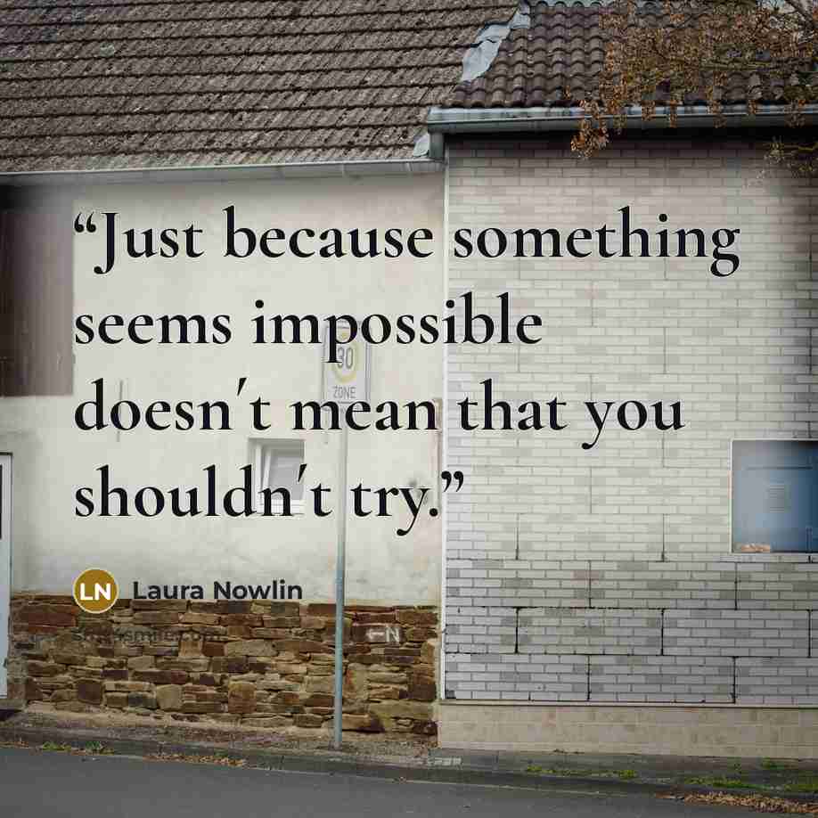 “Just because something seems impossible doesn´t mean that you shouldn´t try.” quote by Laura Nowlin