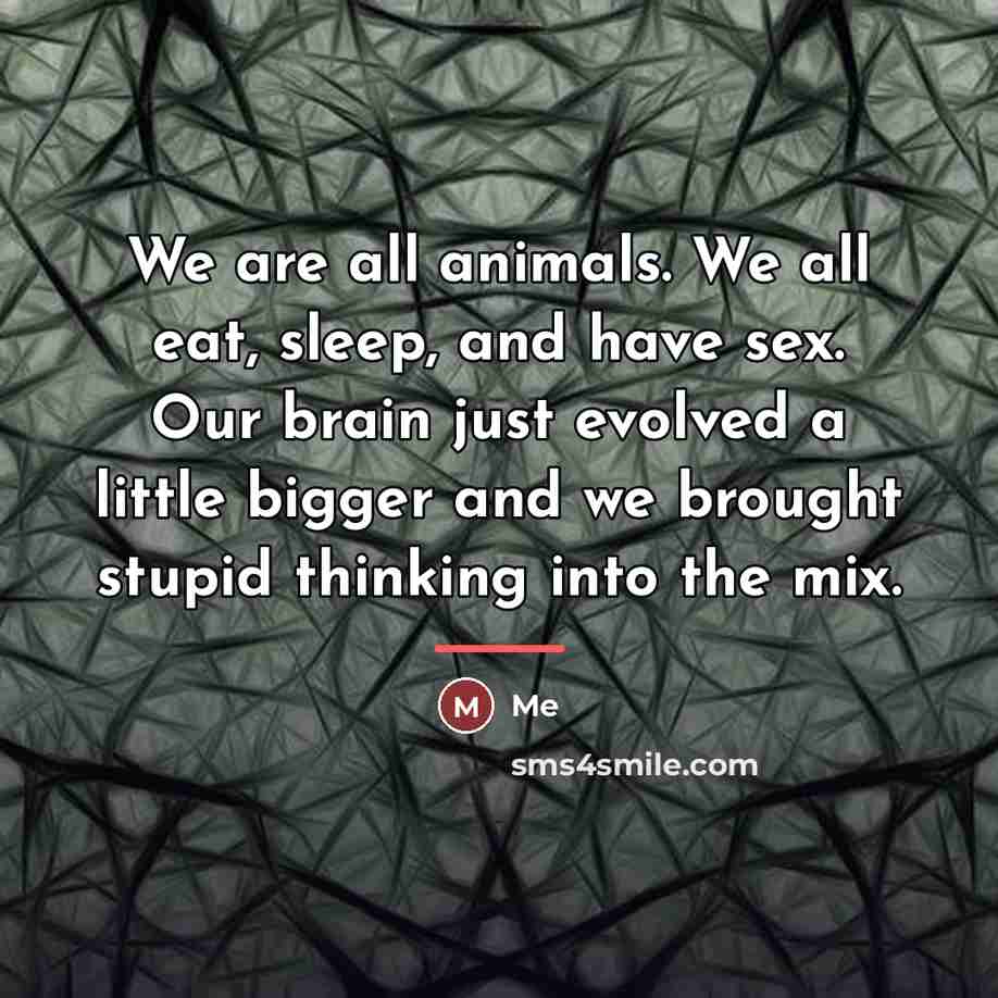 “We are all animals. We all eat, sleep, and have…” quote by Me