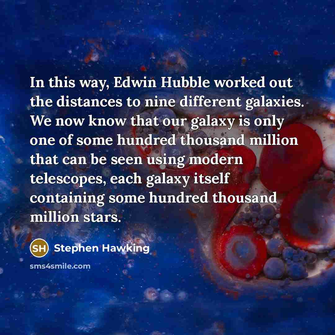 “In this way, Edwin Hubble worked out the distances to…” quote by Stephen Hawking