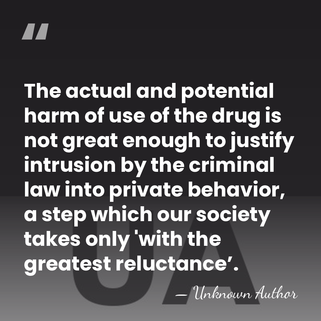 The actual and potential harm of use of the drug is not&hellip; - Raymond P. Shafer