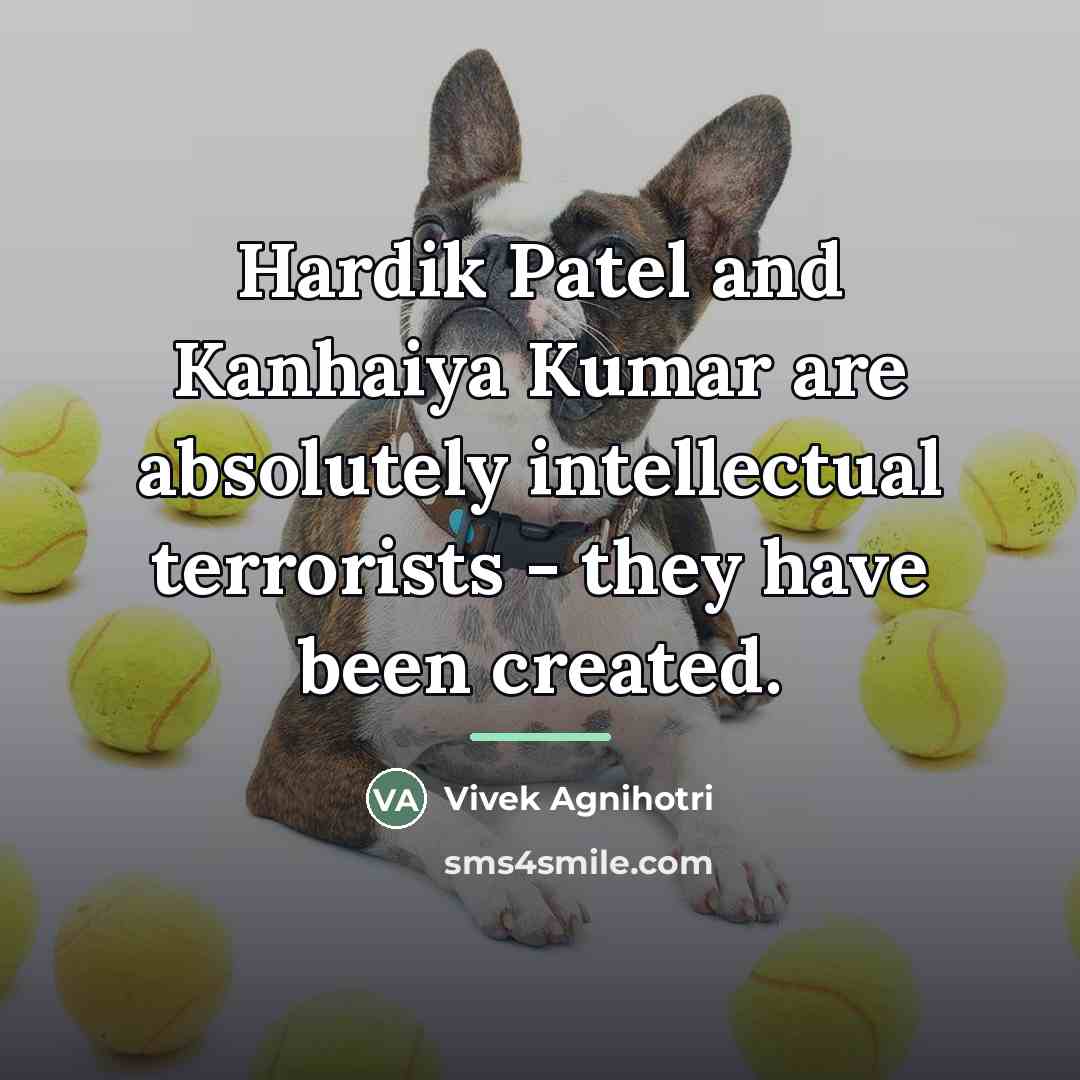 “Hardik Patel and Kanhaiya Kumar are absolutely intellectual terrorists -…” quote by Vivek Agnihotri