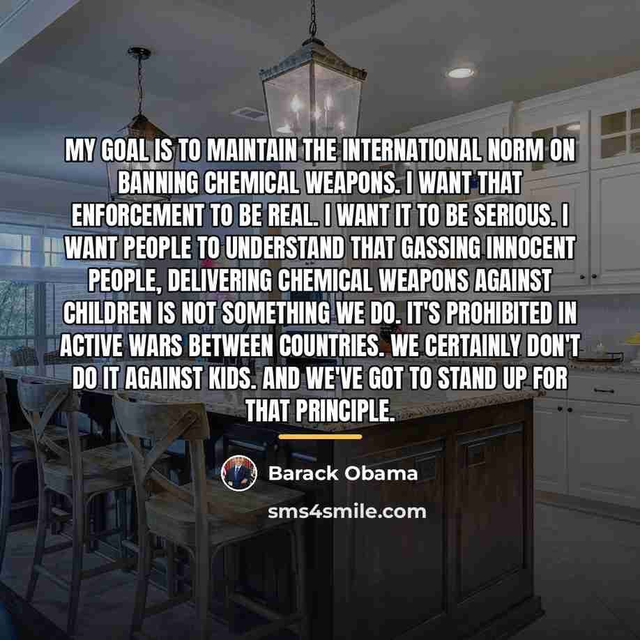 “My goal is to maintain the international norm on banning…” quote by Barack Obama