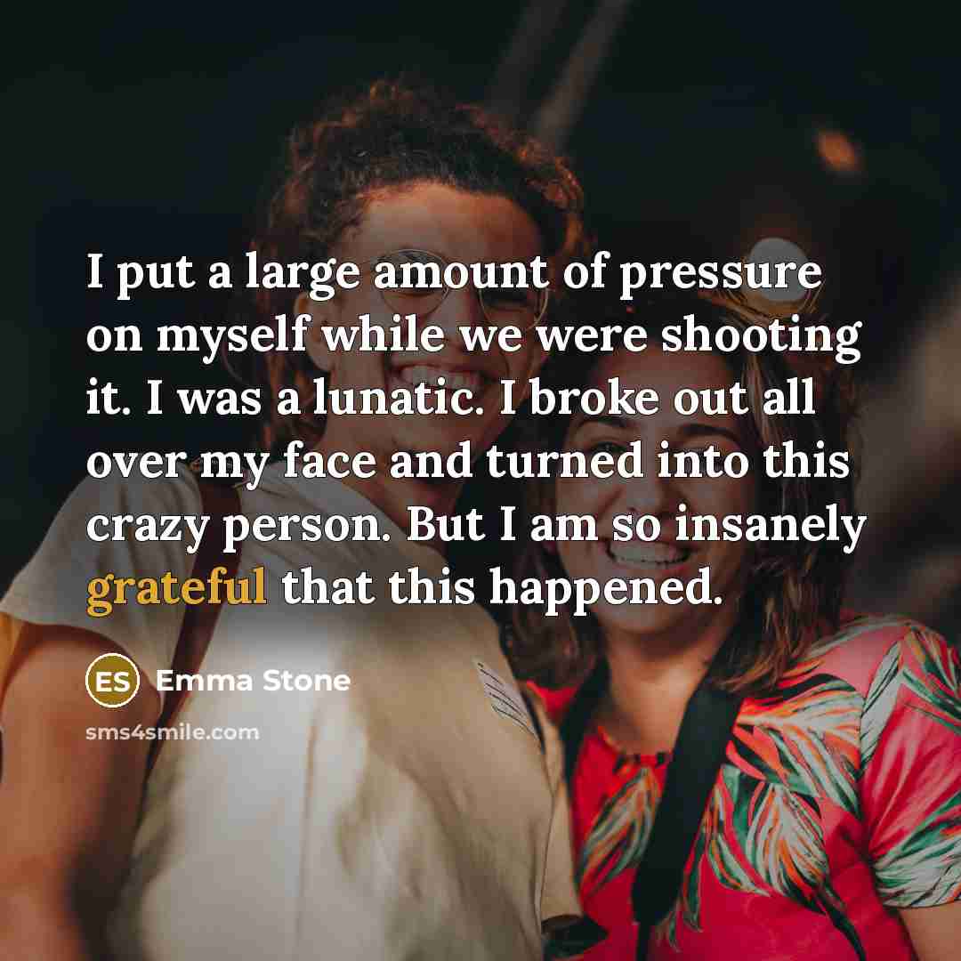 “I put a large amount of pressure on myself while…” quote by Emma Stone