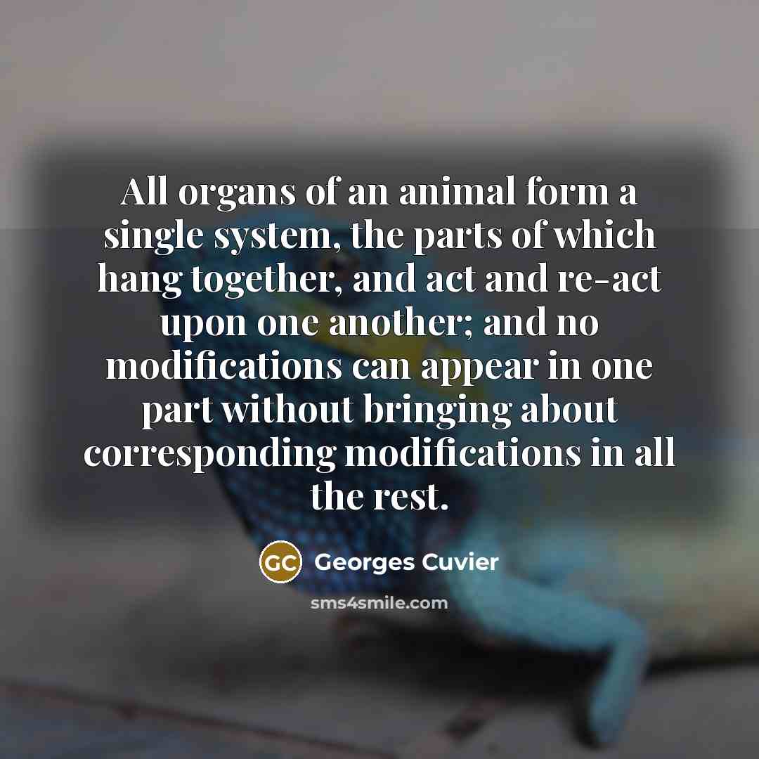 “All organs of an animal form a single system, the…” quote by Georges Cuvier