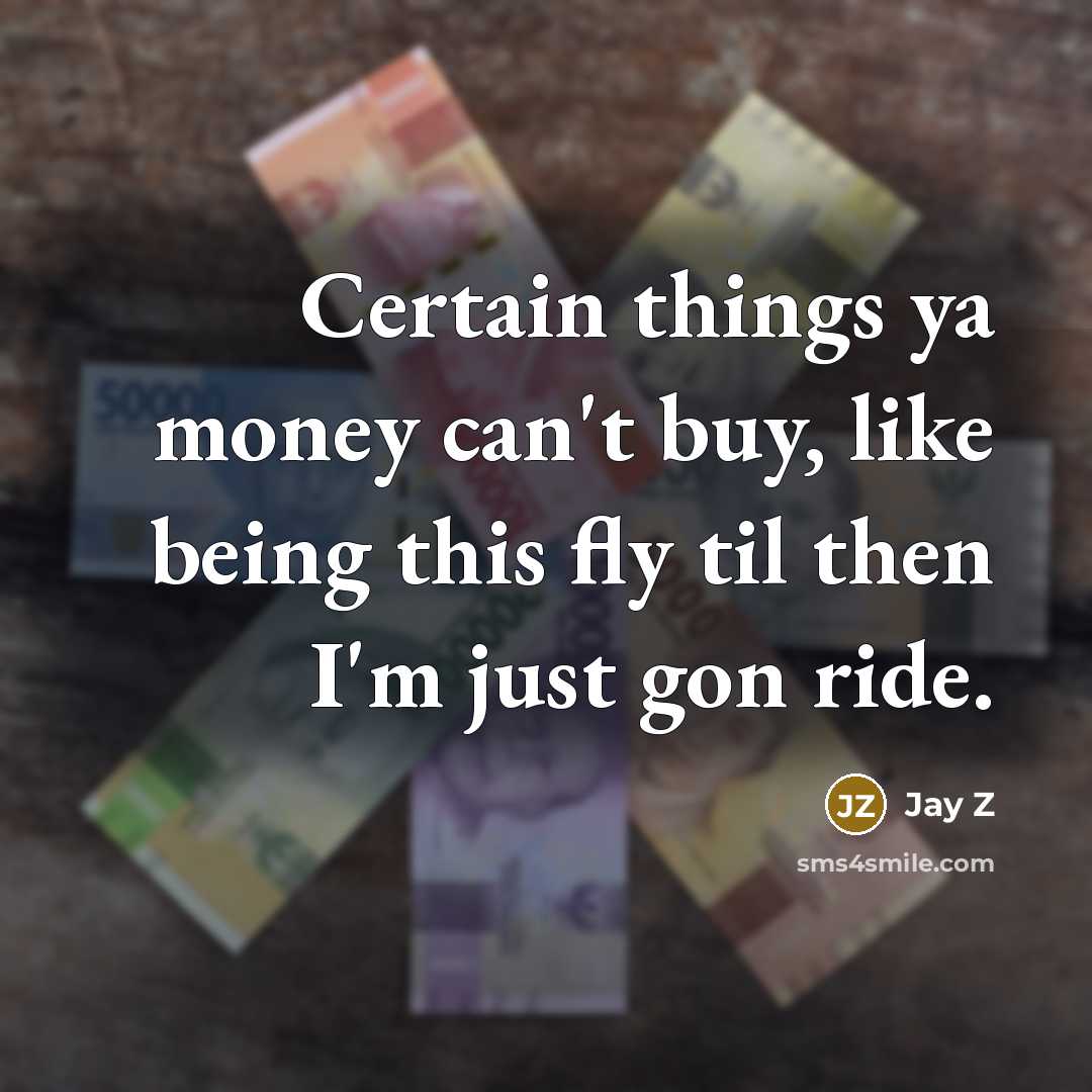 “Certain things ya money can't buy, like being this fly…” quote by Jay Z
