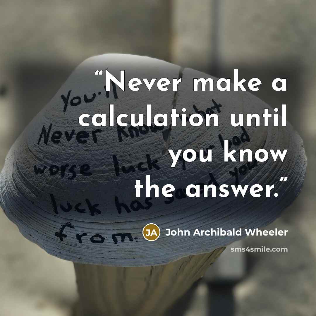 “Never make a calculation until you know the answer.” quote by John Archibald Wheeler