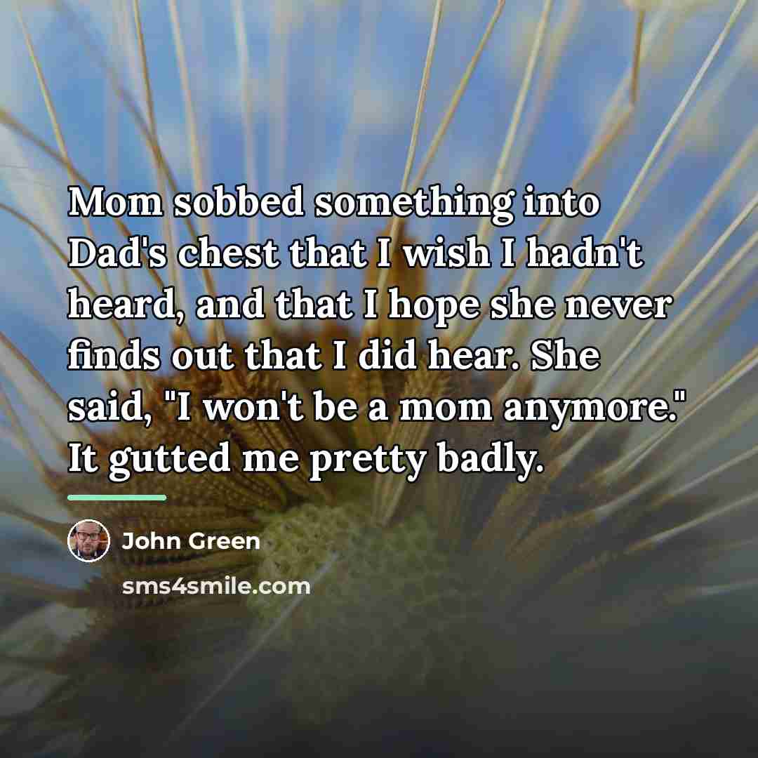“Mom sobbed something into Dad's chest that I wish I…” quote by John Green