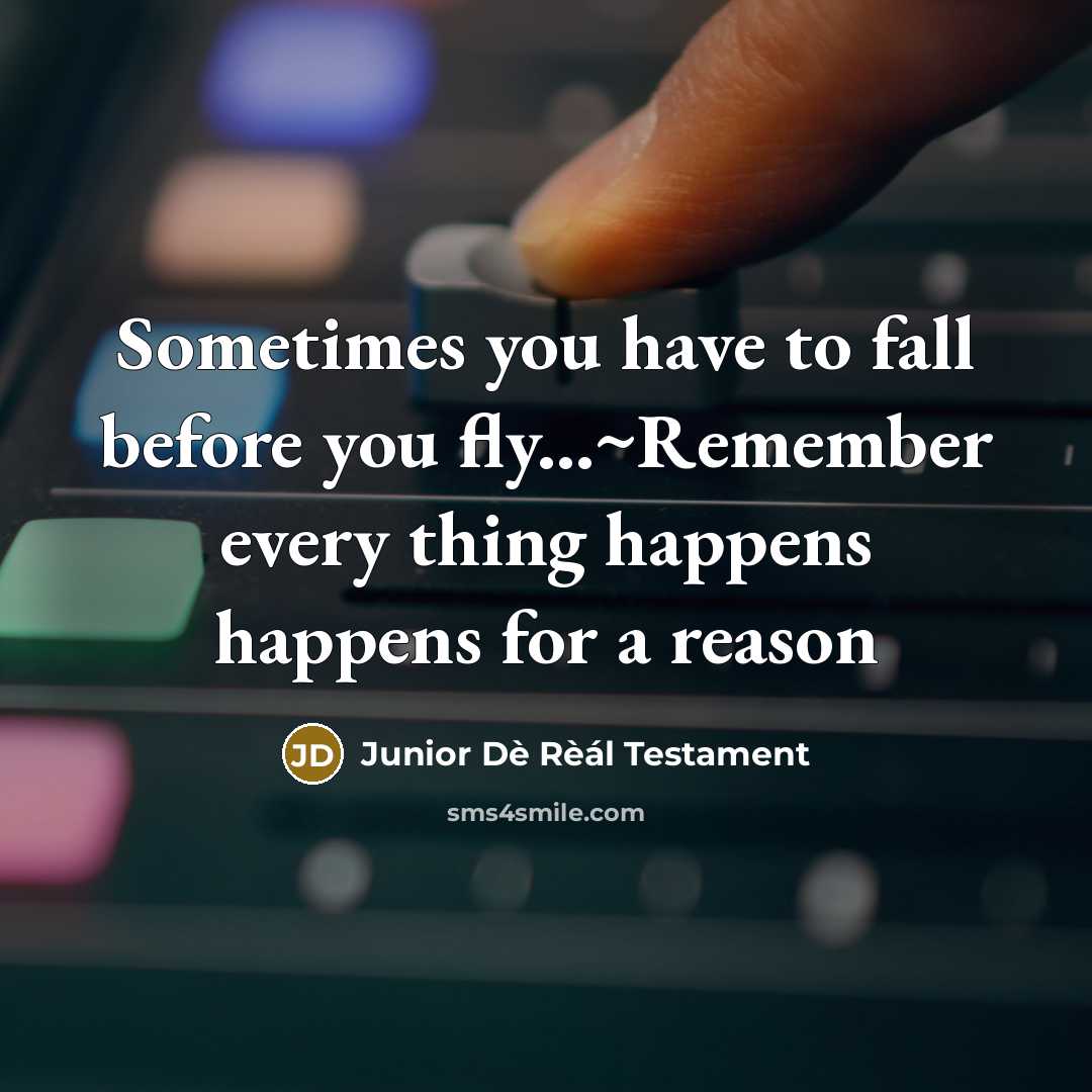 “Sometimes you have to fall before you fly...~Remember every thing happens happens for a reason” quote by Junior Dè Rèál Testament