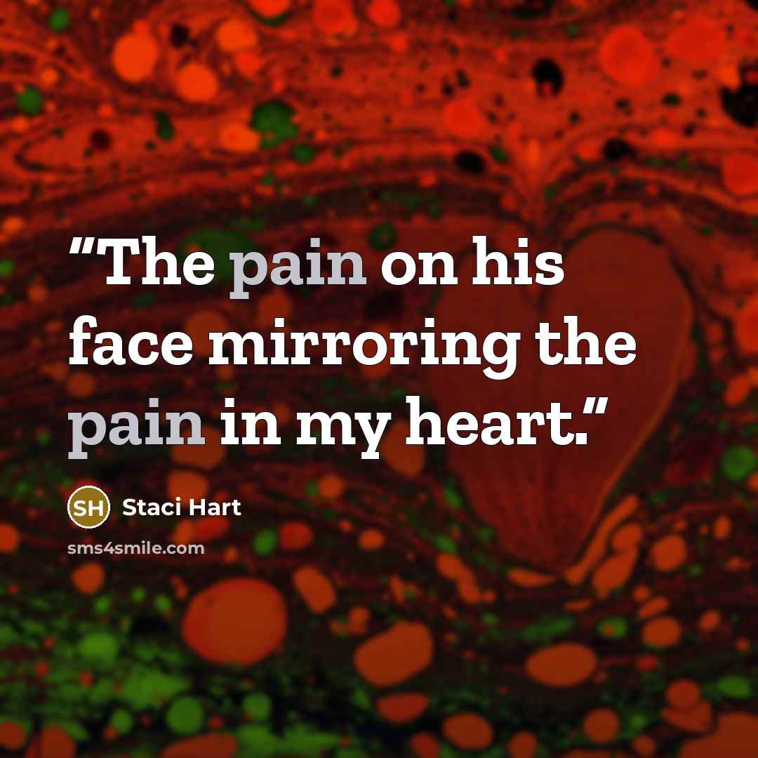 “The pain on his face mirroring the pain in my heart.” quote by Staci Hart