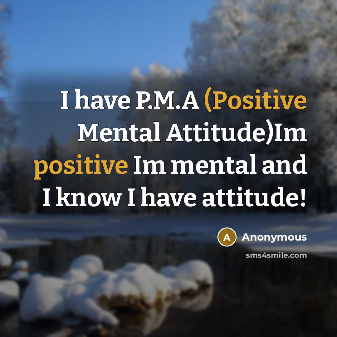 “I have P.M.A (Positive Mental Attitude)Im positive Im mental and…” quote by Anonymous