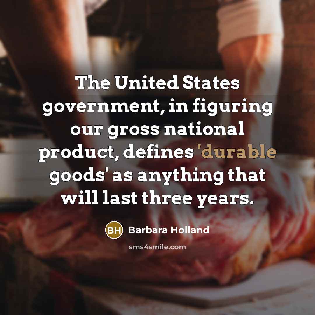 “The United States government, in figuring our gross national product,…” quote by Barbara Holland
