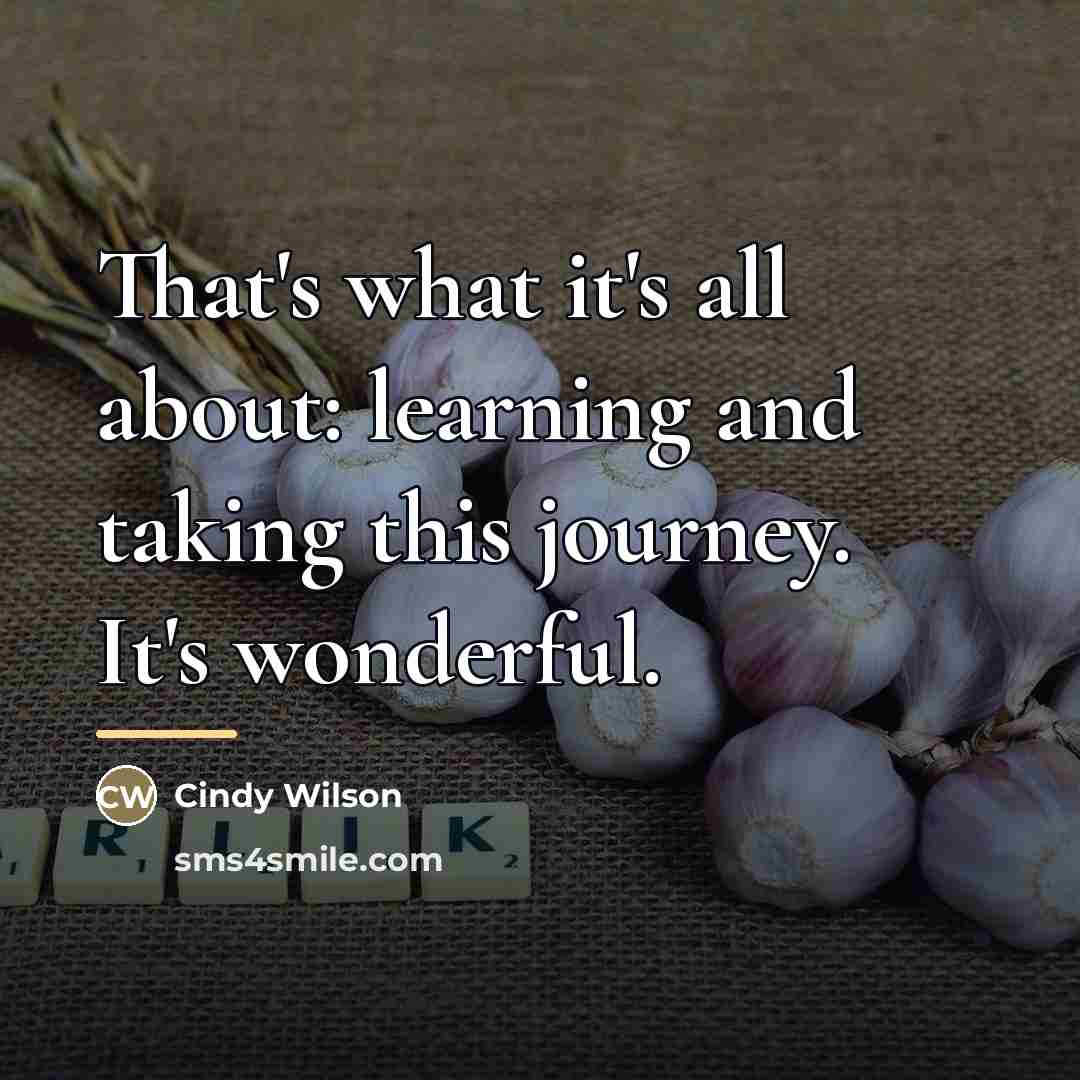 “That's what it's all about: learning and taking this journey.…” quote by Cindy Wilson