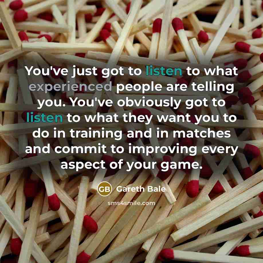“You've just got to listen to what experienced people are…” quote by Gareth Bale