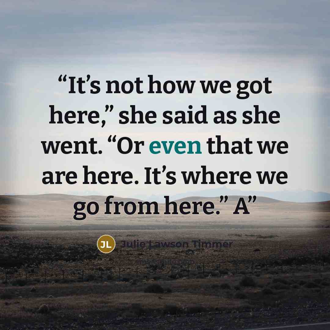 “It’s not how we got here,” she said as she went. “Or even that we are here. It’s where we go from here.” A” quote by Julie Lawson Timmer
