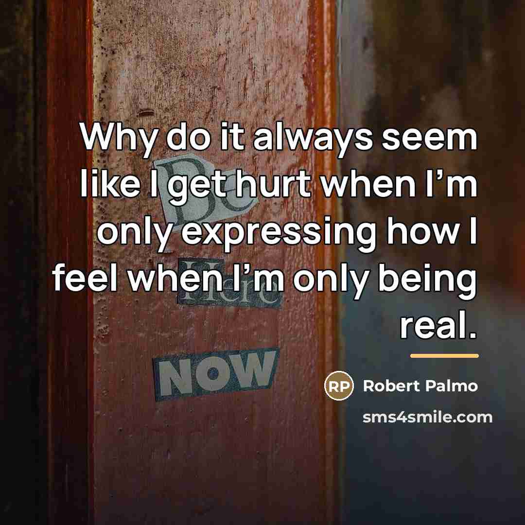 “Why do it always seem like I get hurt when…” quote by Robert Palmo