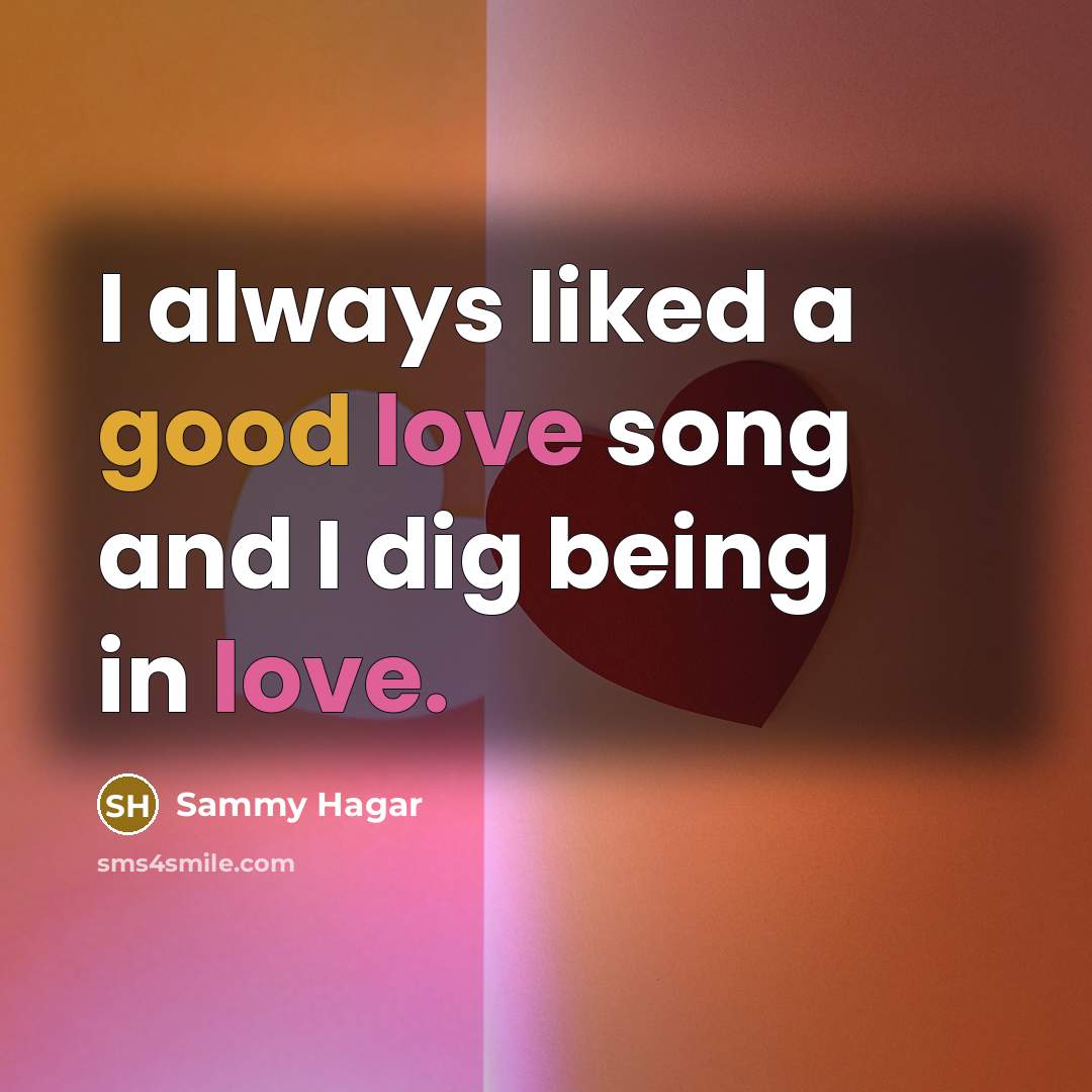 “I always liked a good love song and I dig…” quote by Sammy Hagar