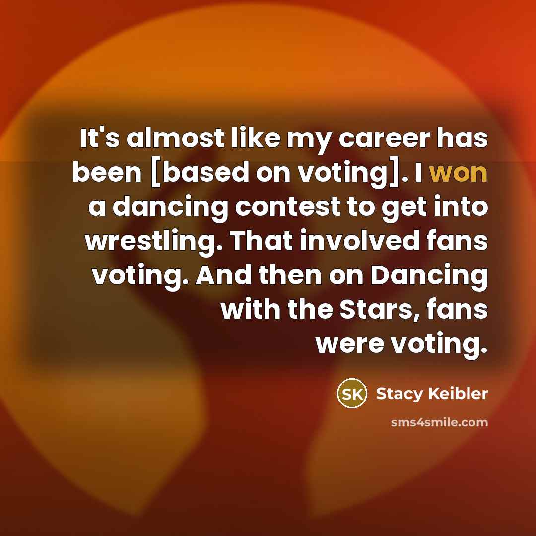“It's almost like my career has been [based on voting].…” quote by Stacy Keibler