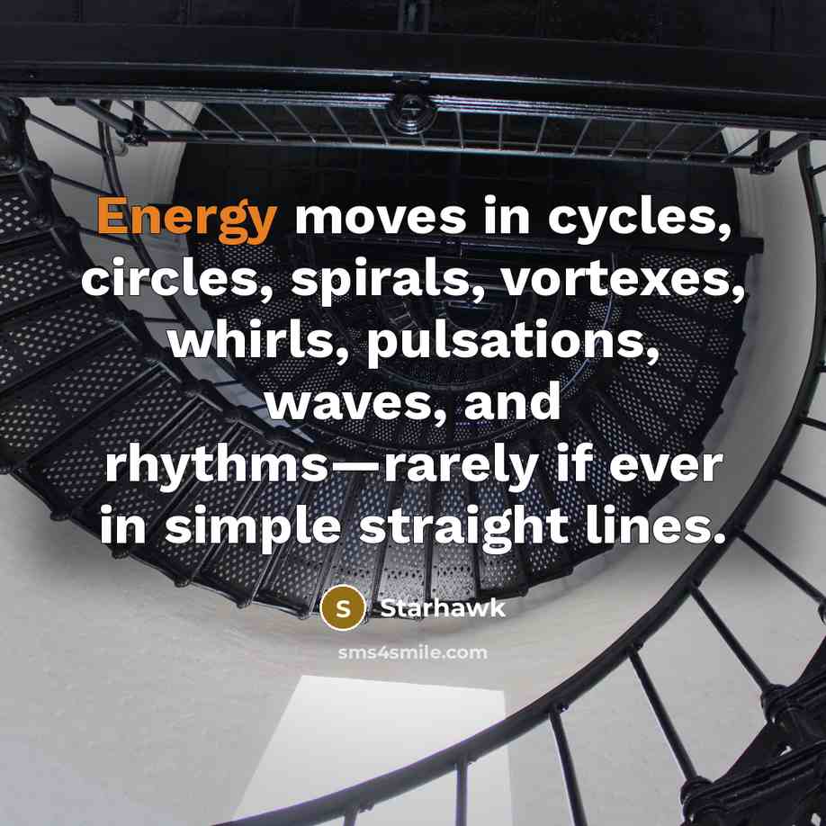 “Energy moves in cycles, circles, spirals, vortexes, whirls, pulsations, waves,…” quote by Starhawk