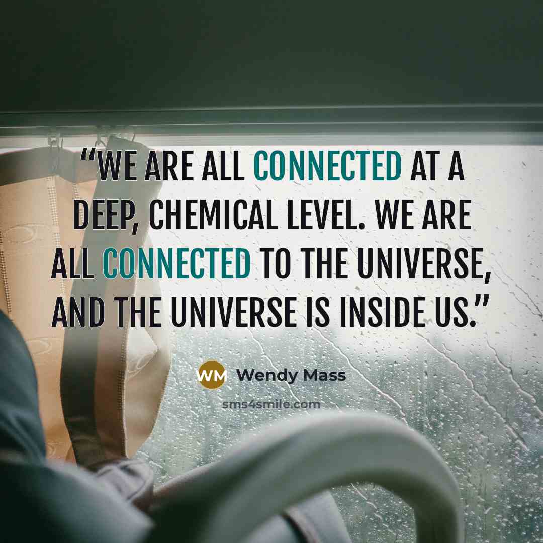 “We are all connected at a deep, chemical level. We are all connected to the universe, and the universe is inside us.” quote by Wendy Mass