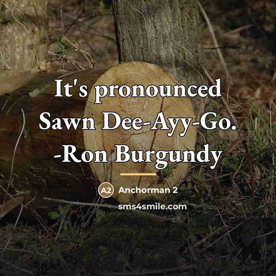 “It's pronounced Sawn Dee-Ayy-Go. -Ron Burgundy…” quote by Anchorman 2