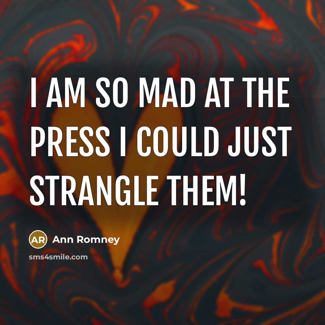 “I am so mad at the press I could just…” quote by Ann Romney