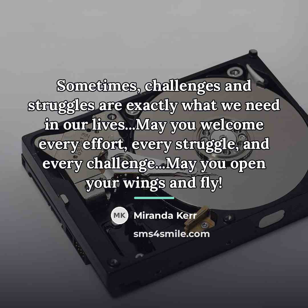 “Sometimes, challenges and struggles are exactly what we need in…” quote by Miranda Kerr