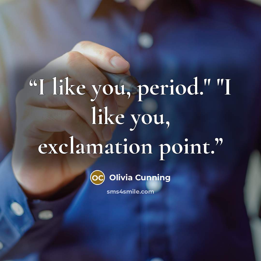 “I like you, period." "I like you, exclamation point.” quote by Olivia Cunning