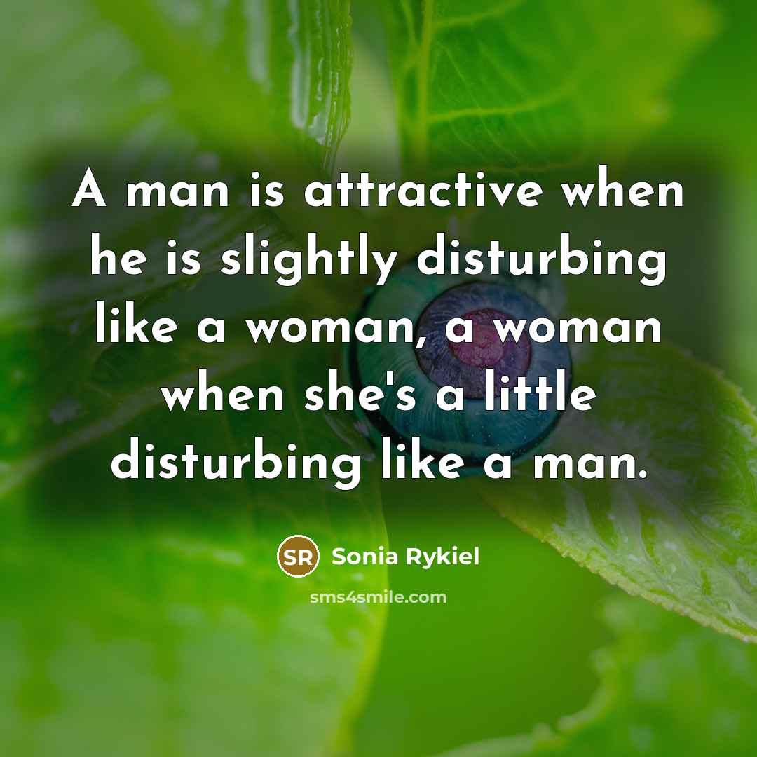 “A man is attractive when he is slightly disturbing like…” quote by Sonia Rykiel